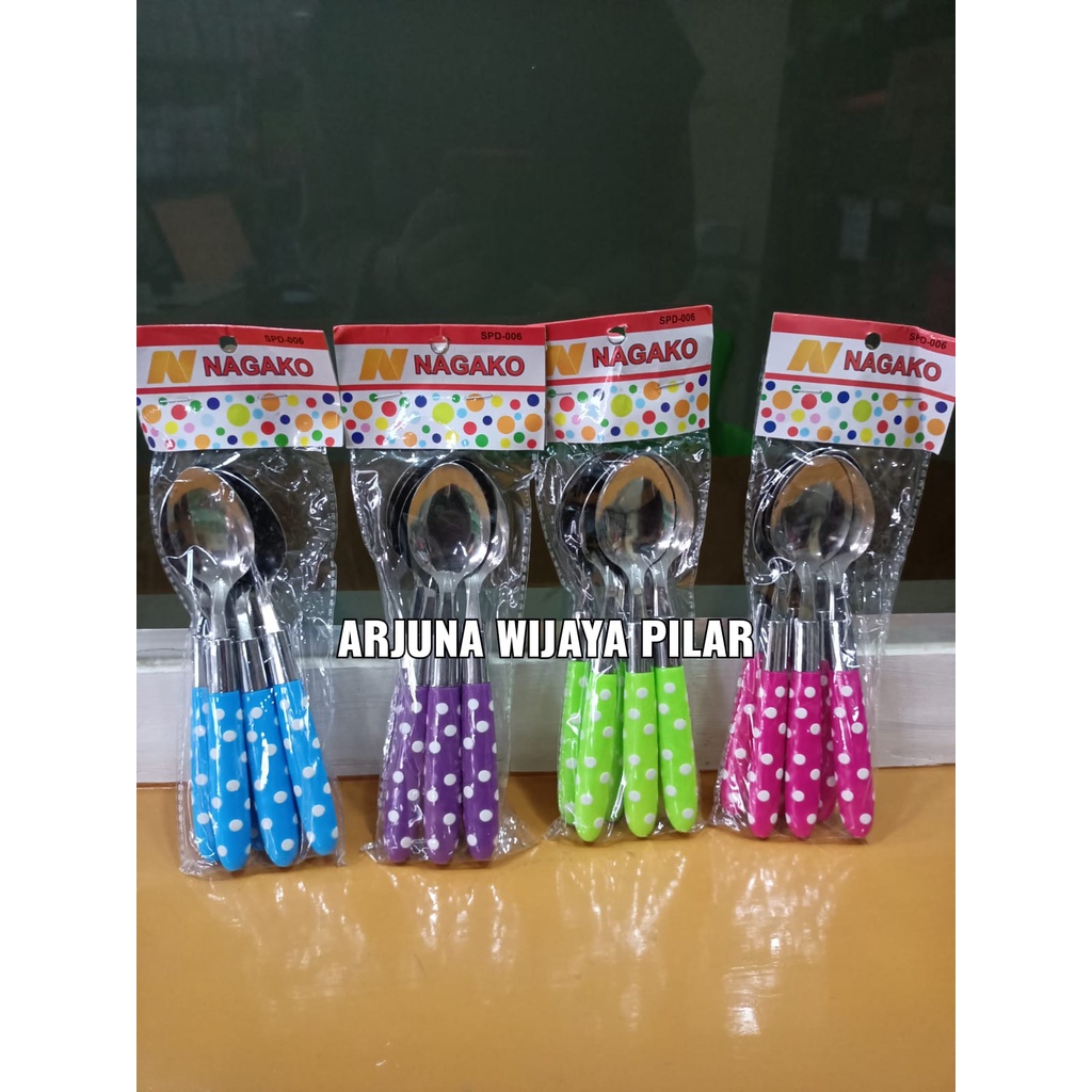 Sendok / garfu polkadot isi 6 pcs +bubblewrap