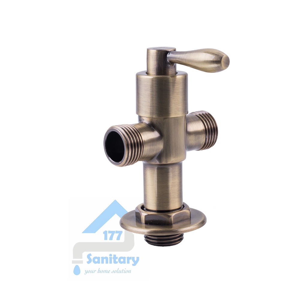 Kran tee Shower gold Onda 11BR-Kran Tee shower kloset closet toilet cabang gold kuningan brass angle valve semprotan unik antik antique emas kuningan jadul