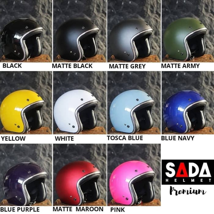 Helm Retro SADA Jitsu Matte Army  ( Helm Classic / Helm Klasik / Helm Vespa / Helm Bogo )