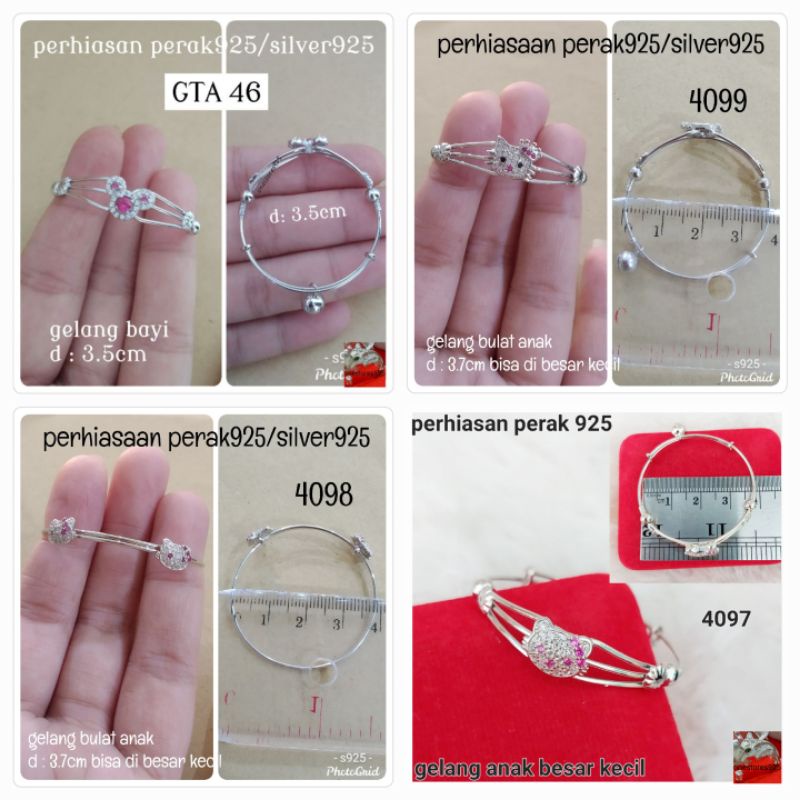 Gelang Anak Model Model Perak Asli Silver 925Lapis Emas Putih