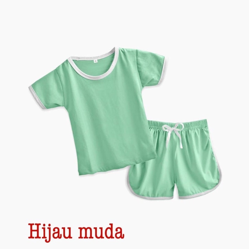 Setelan Baju Polos Anak / Setelan Retro Polos / Setelan Kaos Anak Cewek Cowok / Baju Anak 1-5 Year