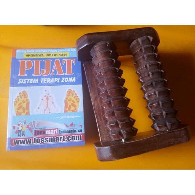 Buku dan Doubel Roll terapi refleksi Telapak kaki Asli Kayu