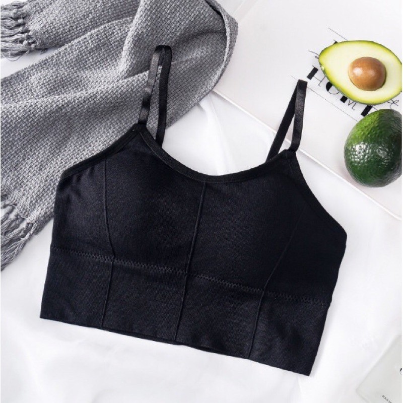 MAY STAR Bra Wanita Bra Polos Yoga Bra Push Up Tanpa Kawat Sport Bra Impor murah B3-Bra-3 Hitam