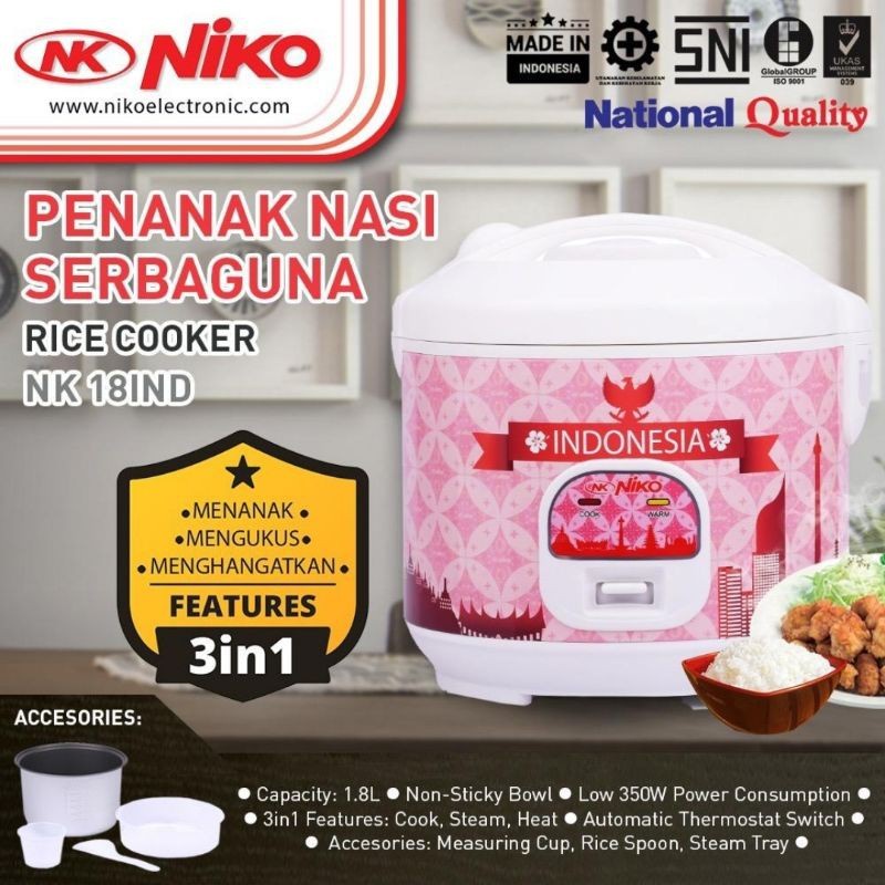 MAGIC COM 1.8 LT NIKO NK 18N / RICE COOKER / PENANAK NASI 1.8 LITER