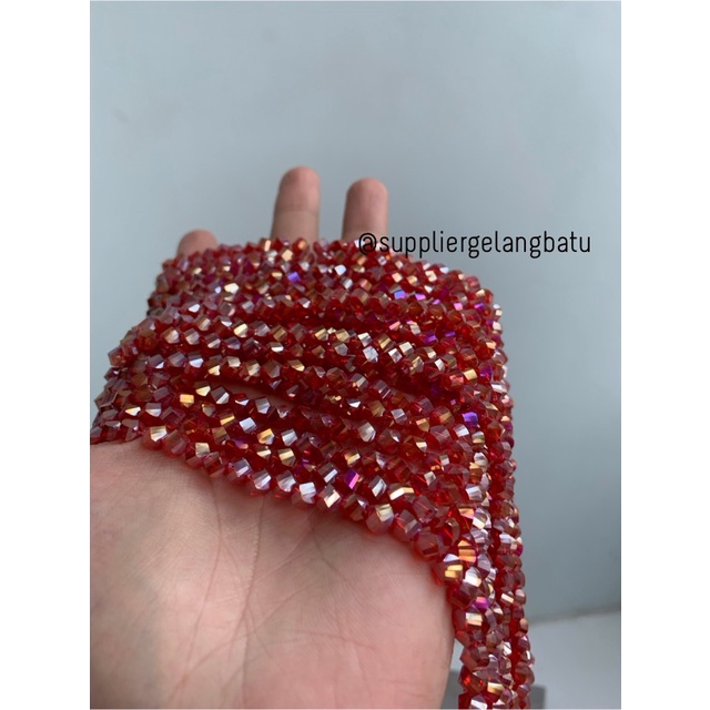 ceko faceted hexagon 6mm RED quartz metallic MERAH kuarsa metalik