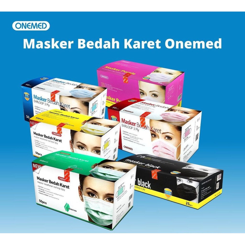 Jual Masker Onemed Ply S Masker Onemed Medis Non Medis Hijab Bedah Biru Bedah Black