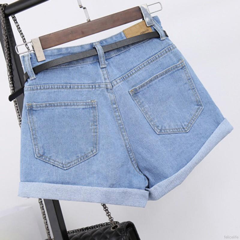 Felicelife Celana  Pendek  Jeans  High Waist dengan Saku 