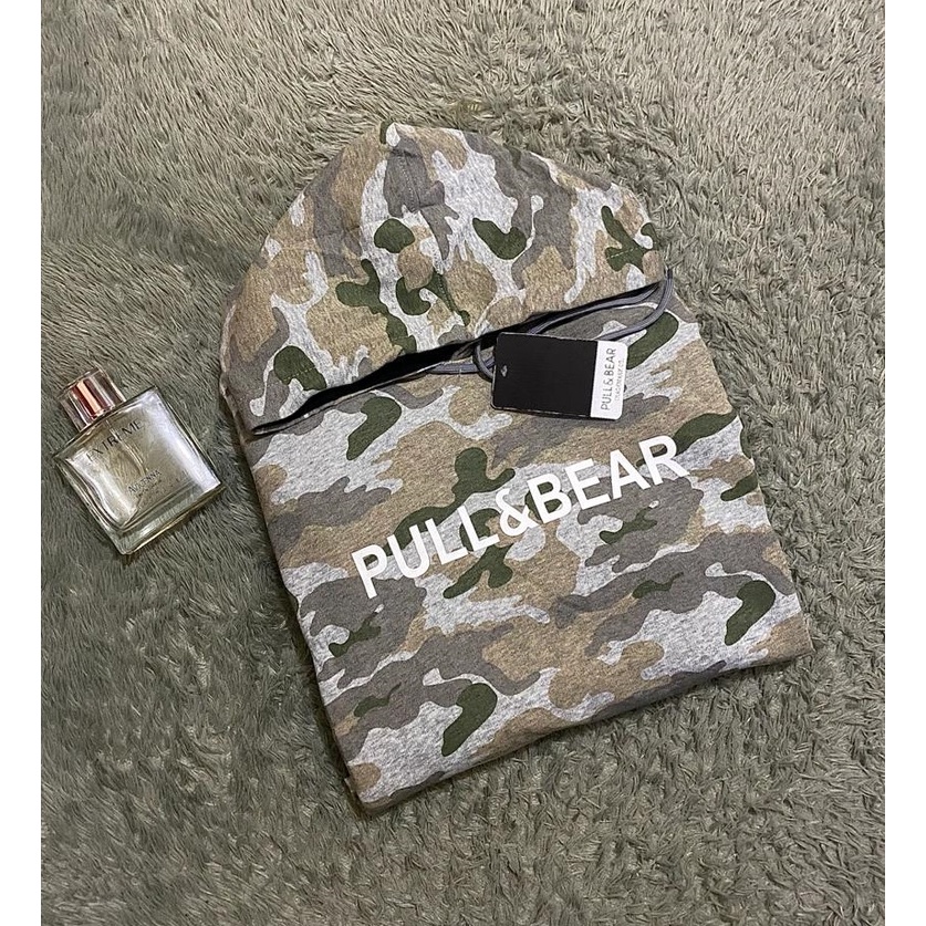 FREE PAPER BAG Jaket Pull &amp; Bear Loreng Camo Bordir l Sweater Pull &amp; Bear Loreng Camo Bordir Full Lebel Pull &amp; Bear