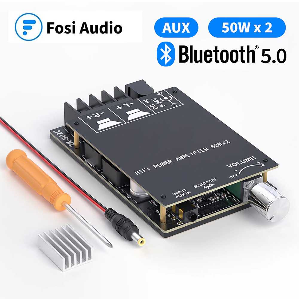 PROMO Audio Bluetooth 5.0 Amplifier 2.0 Channel TPA3116D2 2x50W Fosi J1SK12BK