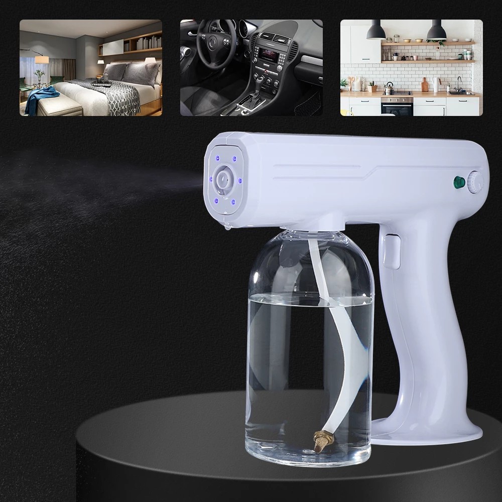 Nano Steam SPRAY GUN dengan Cahaya Biru, Sterilisasi, untuk Rumah dan Kantor, 800ML