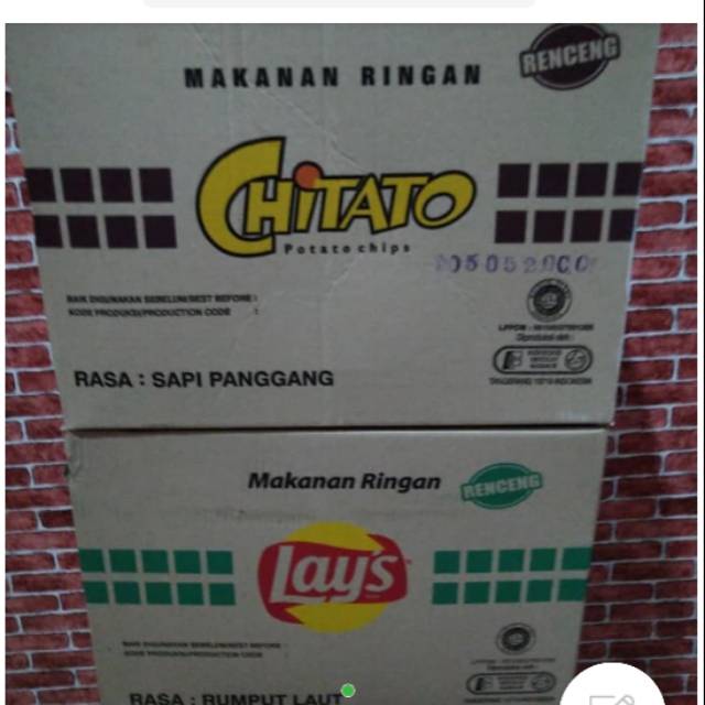 

Chiki chitato, lays kemasan karton