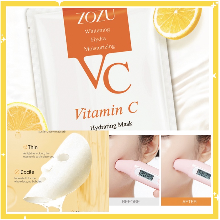 ZOZU Masker Wajah Vit C Hydrating Face Vitamin C Sheet Mask BQ035