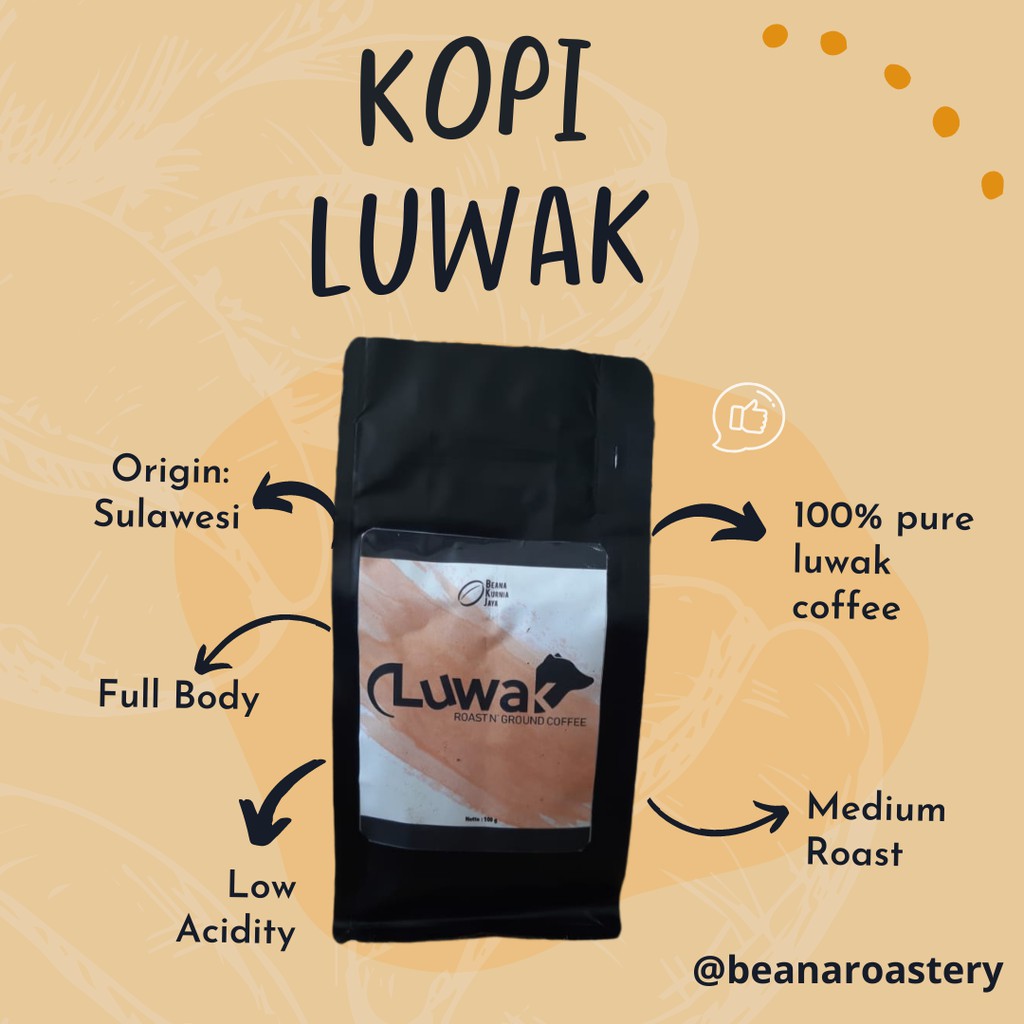 

Luwak Arabica Coffee Roasted Beans | Biji Kopi Bubuk 100gr - Beana Roastery Semarang