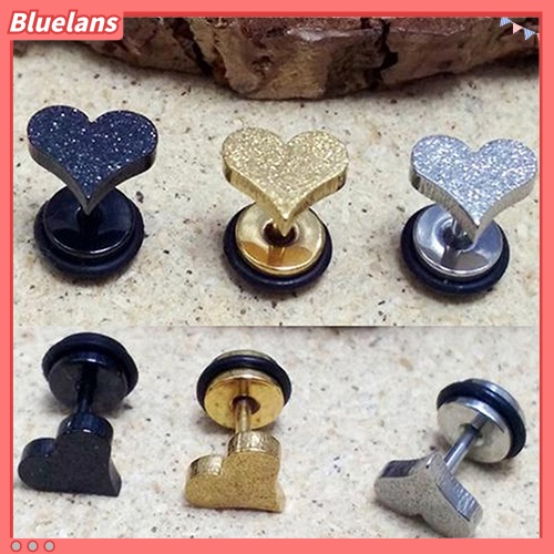 [Bayar 1pcs   Di Tempat]Anting  Unisex: Bentuk Hati Mini Dari Bahan Besi Titanium Anti Karat