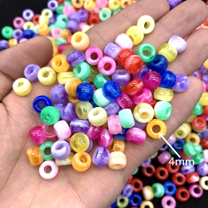 50pcs / lot 6x9mm 4mm Manik-Manik barrel Lubang Besar Untuk Membuat Perhiasan DIY