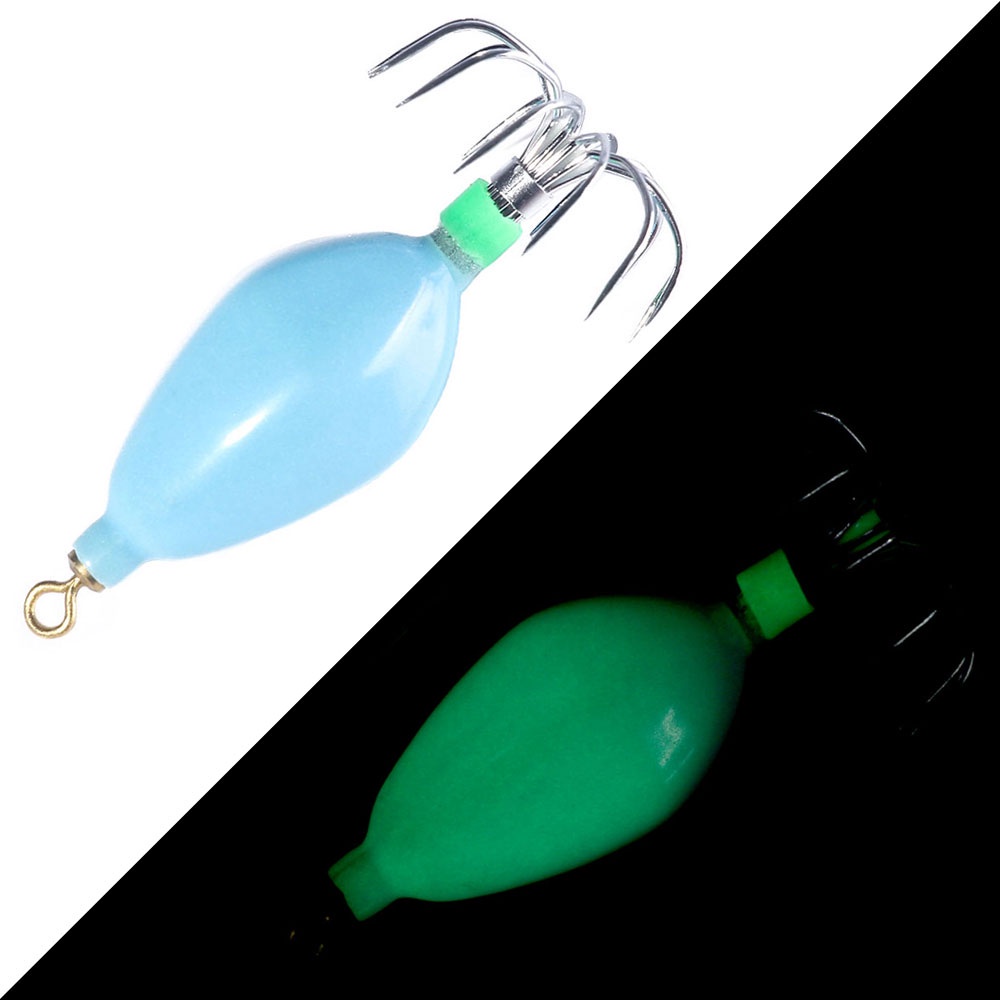 Hengjia 1pc Umpan Pancing Softlure Bentuk Cumi-Cumi Luminous 50.6g / 48.2g Dengan Kail