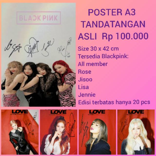 POSTER BLACKPINK TANDA TANGAN ASLI READYSTOK TERBATAS