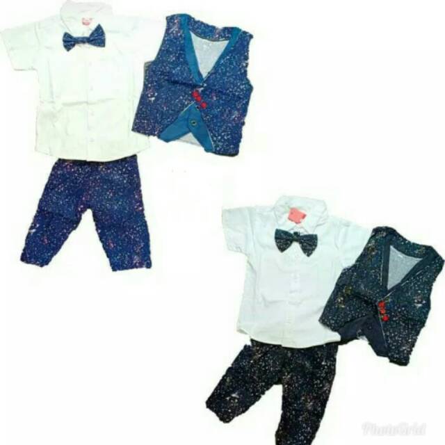 Set Kemeja Rompi Dasi/Fashion anak bayi laki laki setelan kemeja rompi dasi baju pesta bayi cowok