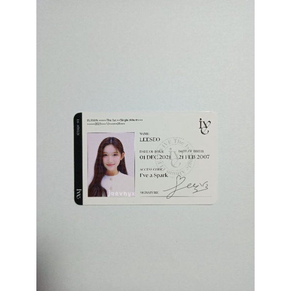 Photocard ID Card Eleven IVE Leeseo