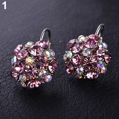 Hu Hu Hu Hu Hu Alat Bantu Pasang Kacamata♡ Anting Kait Gantung Wanita Desain Bola Cubic Zirconia Warna Warni Untuk Pesta