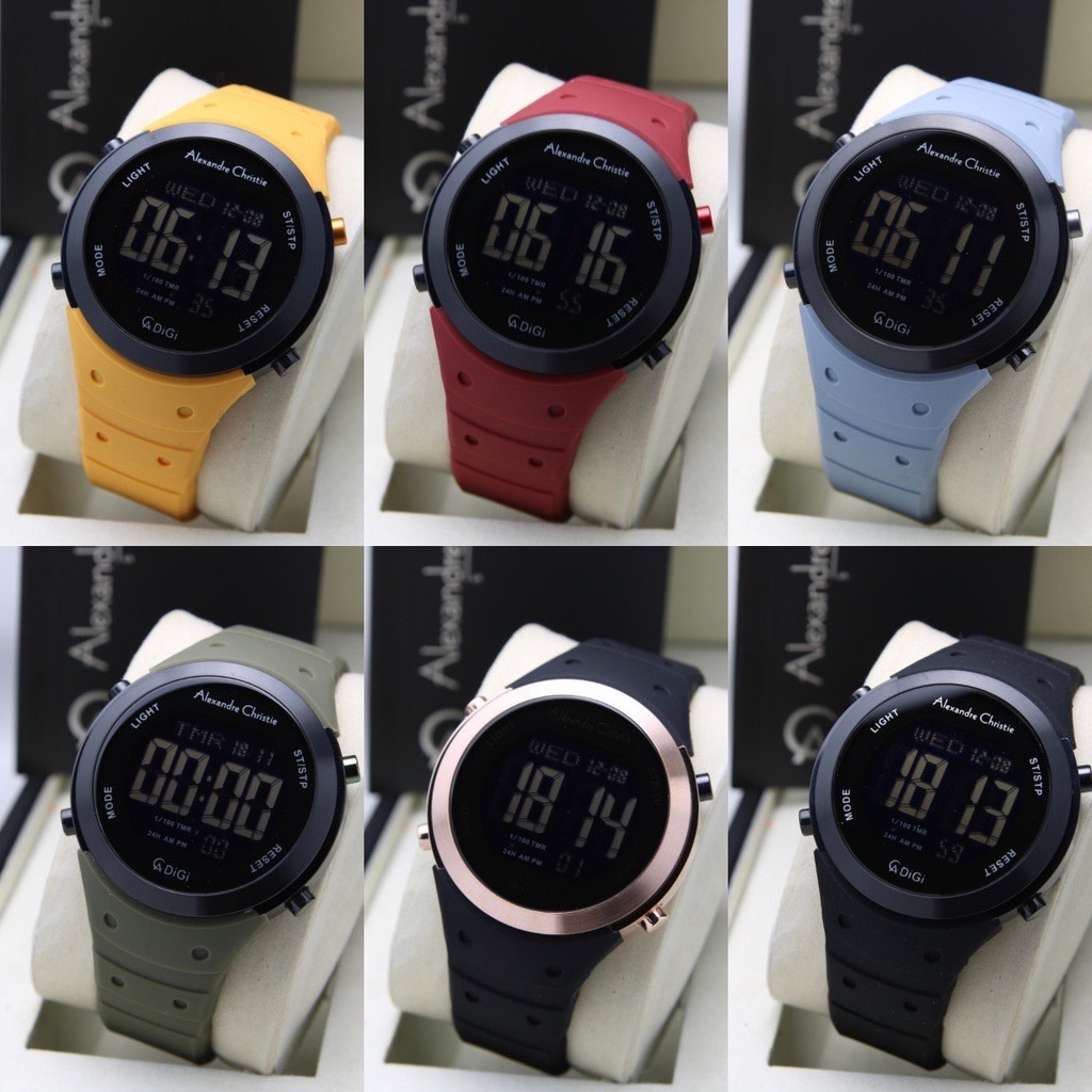 JAM TANGAN PRIA WANITA UNISEX ALEXANDRE CHRISTIE 9350 AC9350 AC 9350 DIGITAL RUBBER ORIGINAL