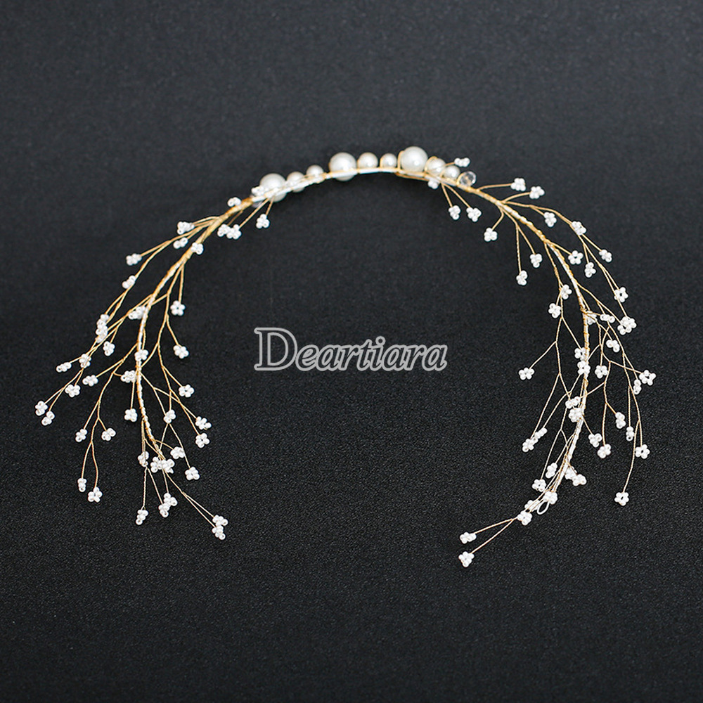 Bride Wedding Flower Headdress Handmade Sweet Beaded Headband Simple Pearl Headband Wedding Dress Accessories Hair Accessories