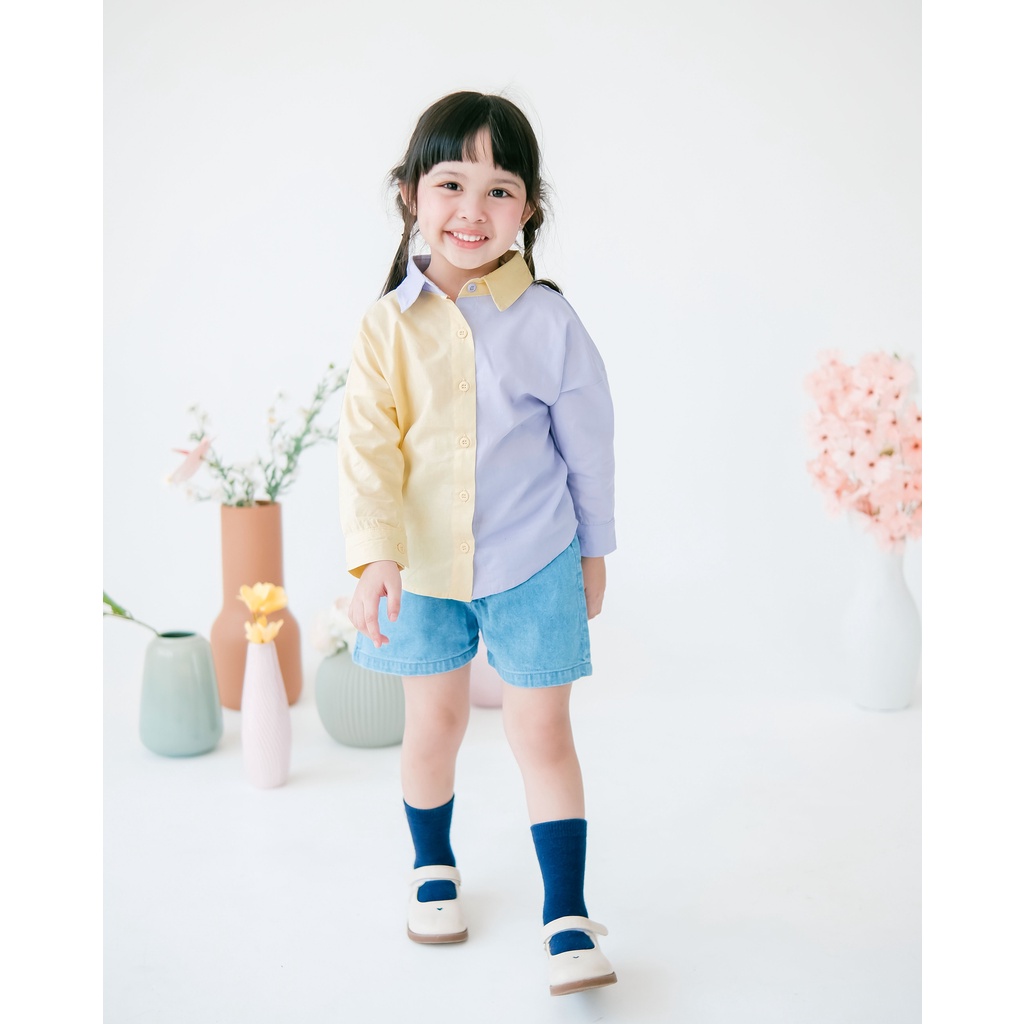 CANDICE SHIRT | Kemeja Anak Unisex | Baju Anak | Baju Atasan Anak | Baju Katun Anak | Kemeja Mix Warna