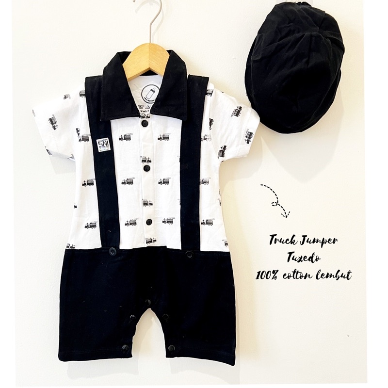 TRUCK TUXEDO / KOKO BEAR BEARD Jumper Bayi Baju Anak Laki-laki Fashion Cowok Peci Topi Pergi Jalan Terlaris Murah Babeebabyshop