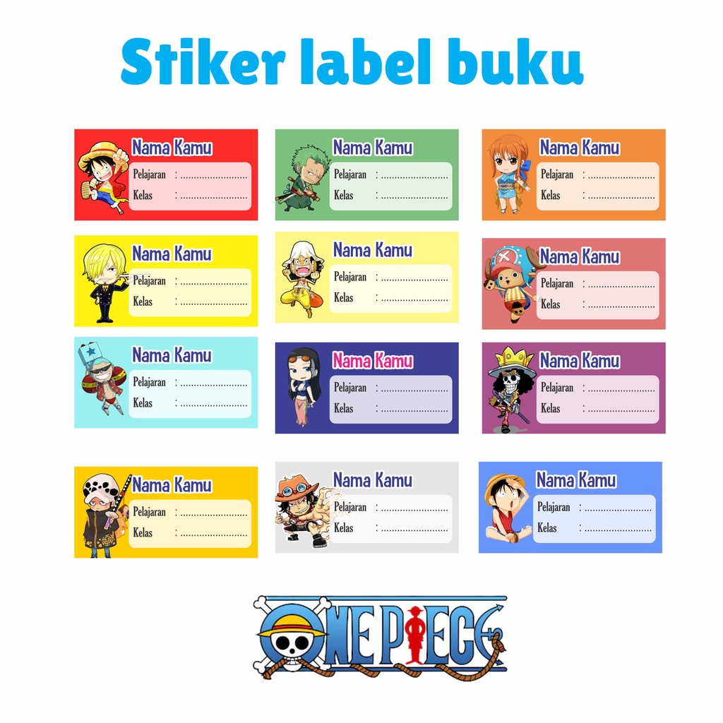 

STIKER LABEL NAMA / LABEL / BUKU KARAKTER One Piece (is i40pcs)