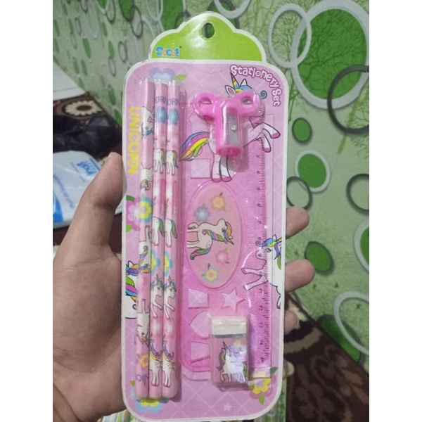 

Set alat tulis pencil unicorn pink