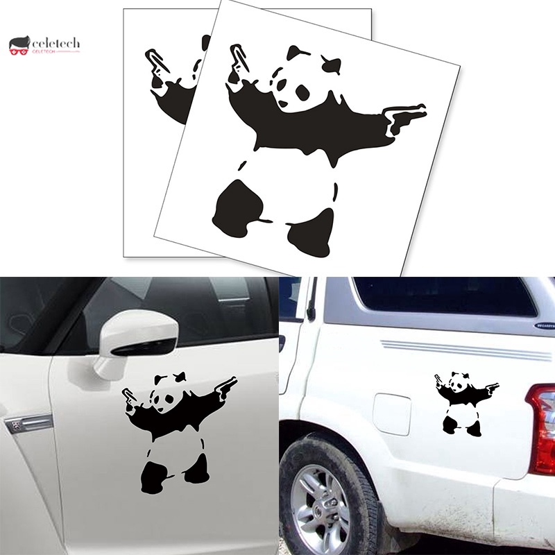 Stiker Decal Motif Gambar Simbol Panda Lucu Untuk Bumper Mobil