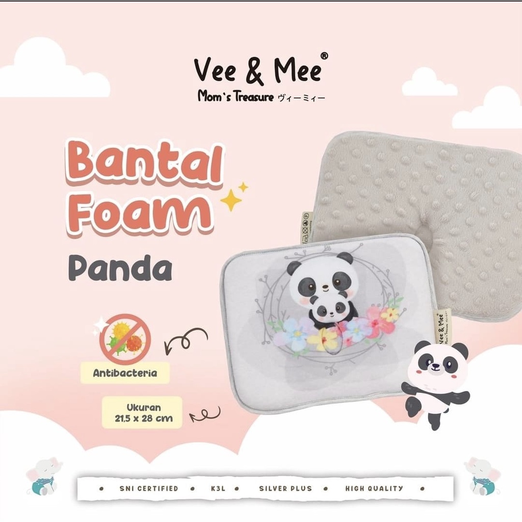 Vee &amp; Mee Bantal Peang Foaming Kotak Karakter Animal / Panda / Rabbit / Racoon - VMB 6010 - 40