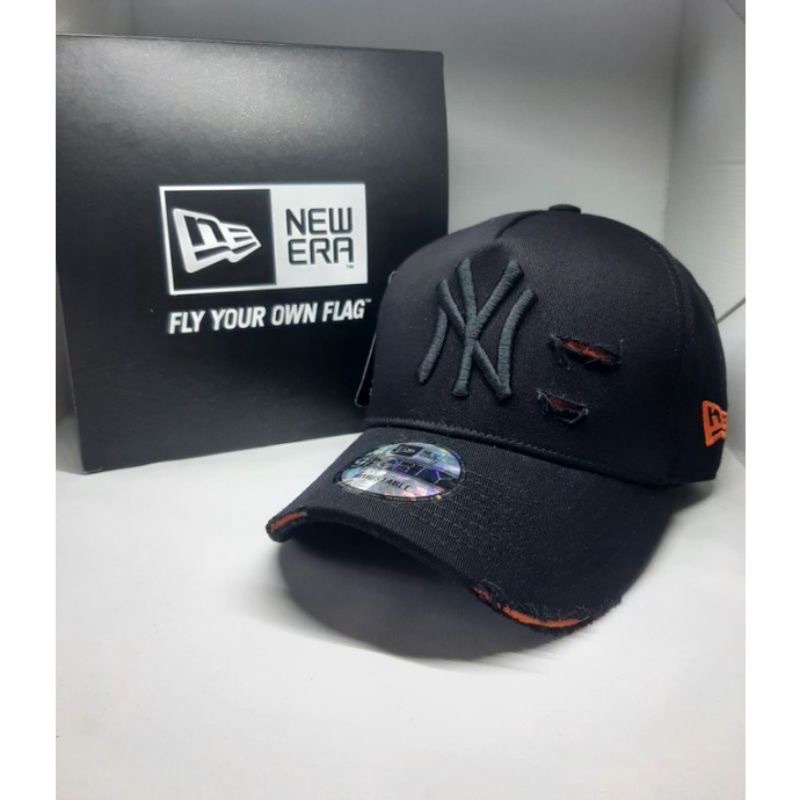 Topi Baseball Newyork/Topi Ny/Ny Cotton Damage/Black/Topi Import