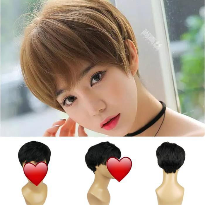 Rambut | Wig Pendek Wig Tante Wig Ibu Wig Korea Wig Bob 20 - Cokelat Muda