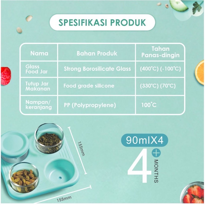 OONEW Glass Baby Food Jar/Perlengakpan Mpasi bayi