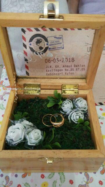 Kotak Cincin Kayu / Wooden Ring Box (tutup Akrilik)