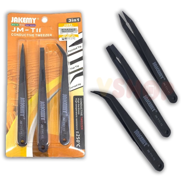 PINSET ANTI STATIK JAKEMY JM-T11 3 IN 1 ANTI STATIC PINSET