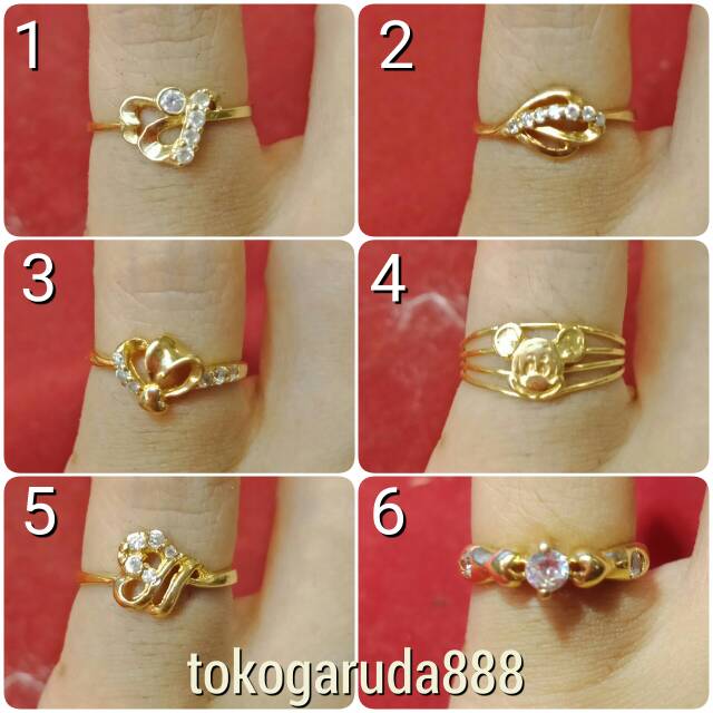 Cincin No 7 anak dan dewasa emas asli kadar 700 70% 22 1 2 3 satu dua tiga gram permata mickey