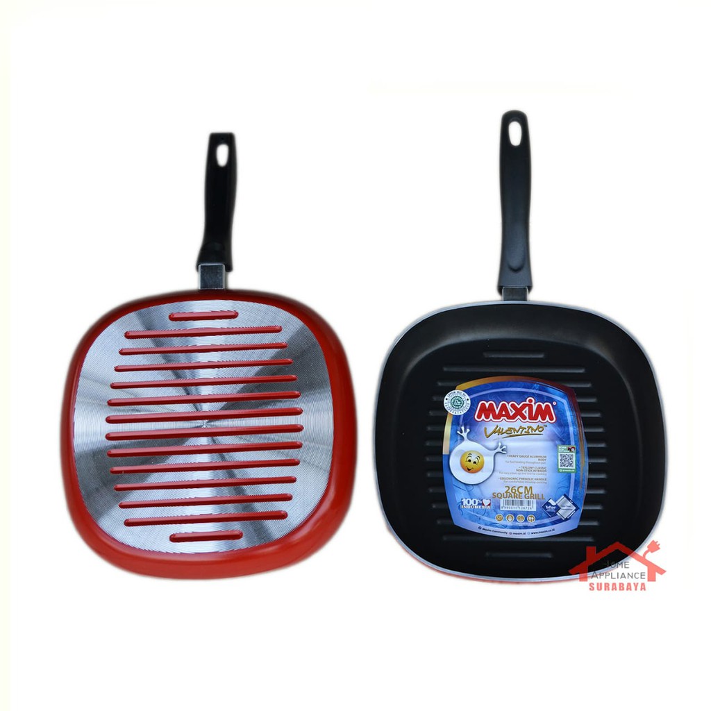 Panci Wajan Panggang Serbaguna Maxim Valentino 26CM Square Grill Kotak 26 CM Lapisan Anti Lengket