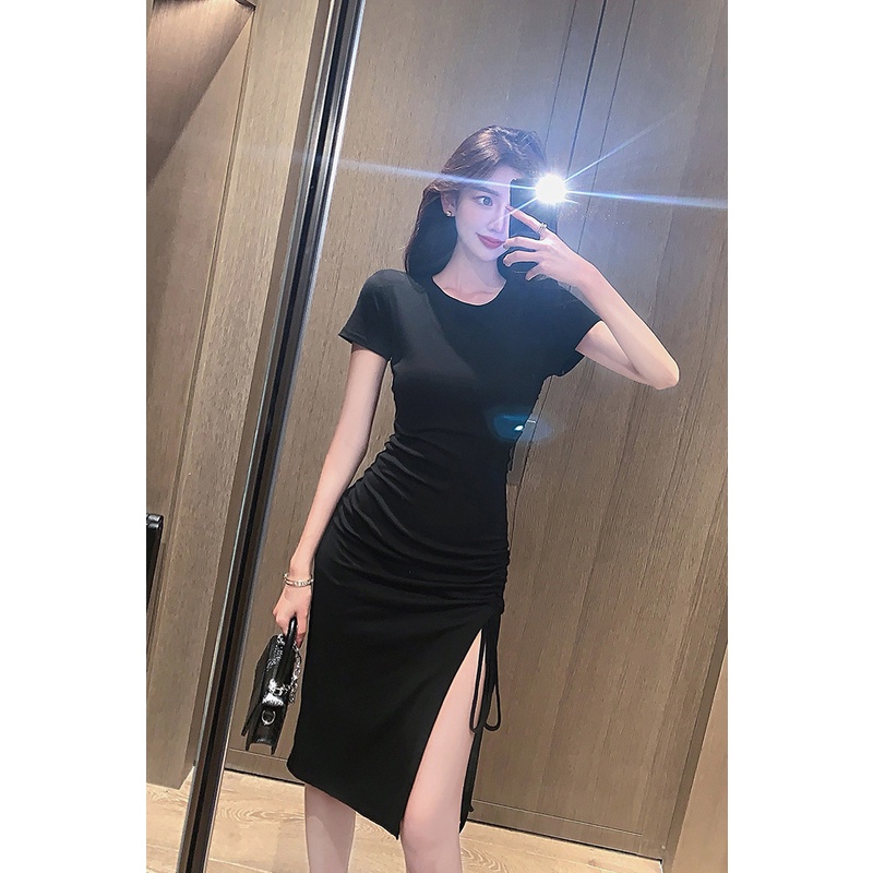 Korean Midi Dress Short Sleeves Women Dress Midi Lengan Pendek 1397 (S/M/L)