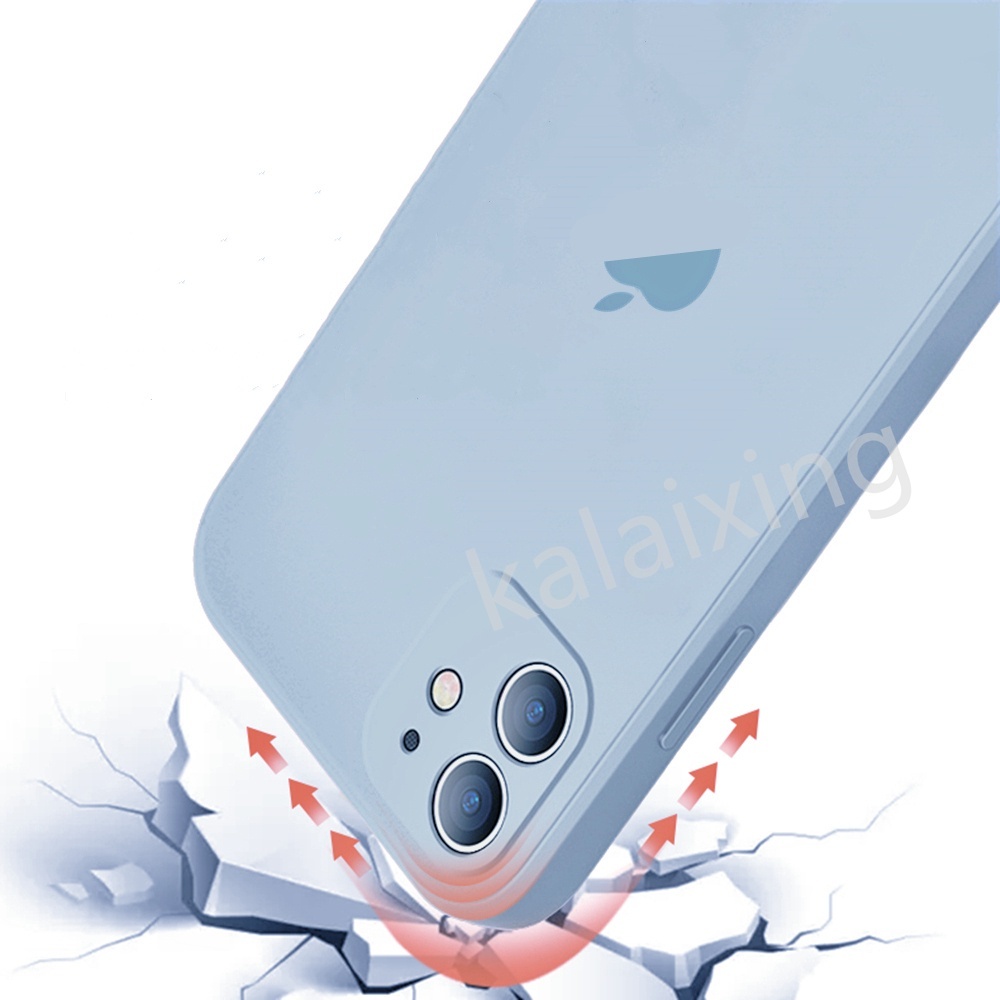 Case Square Silicone untuk iPhone 11 / 11ProMax X XR Xs Max Case Flocking Layer Inner Soft Casing