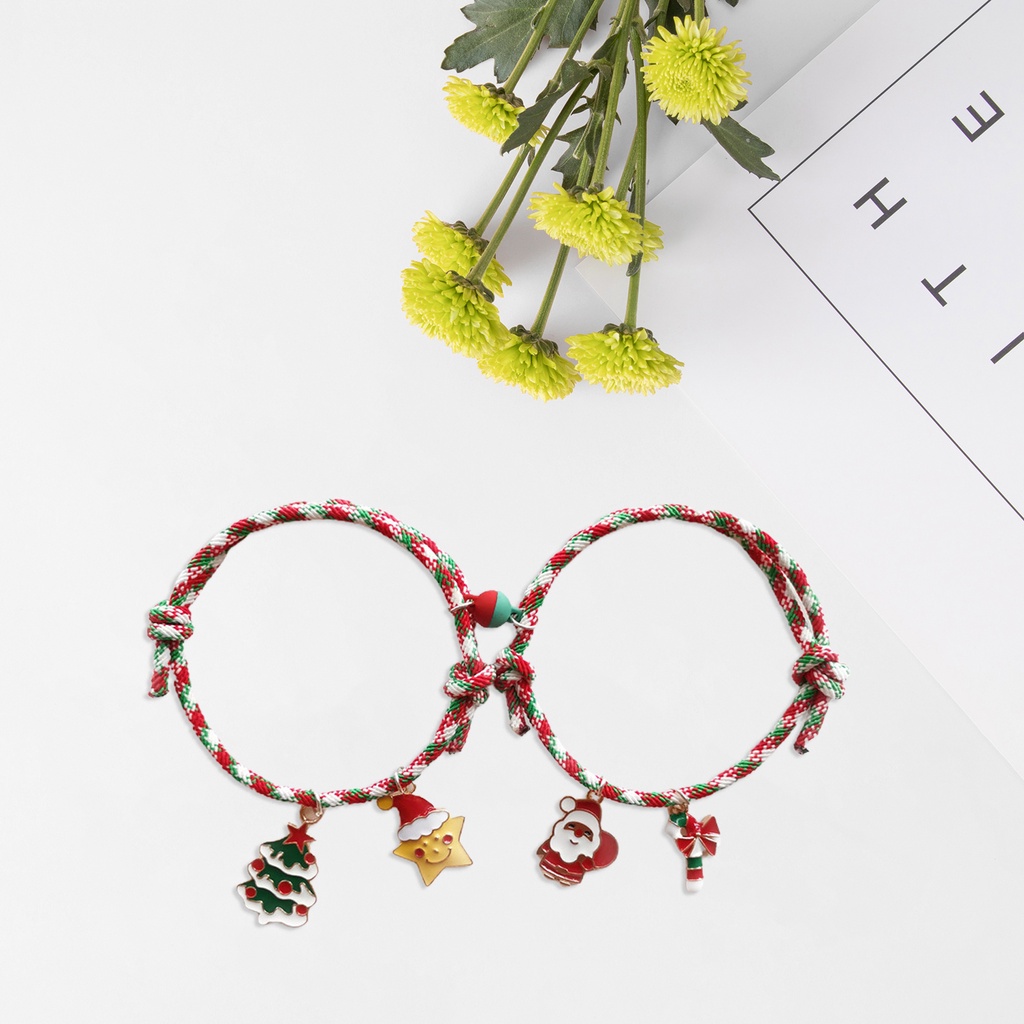 Hu Hu Hu Hu Hu Alat Bantu Pasang Kacamata♡ 1 Pasang Gelang Rantai Magnetik Adjustable Desain Santa Claus Untuk Hadiah Ulang Tahun