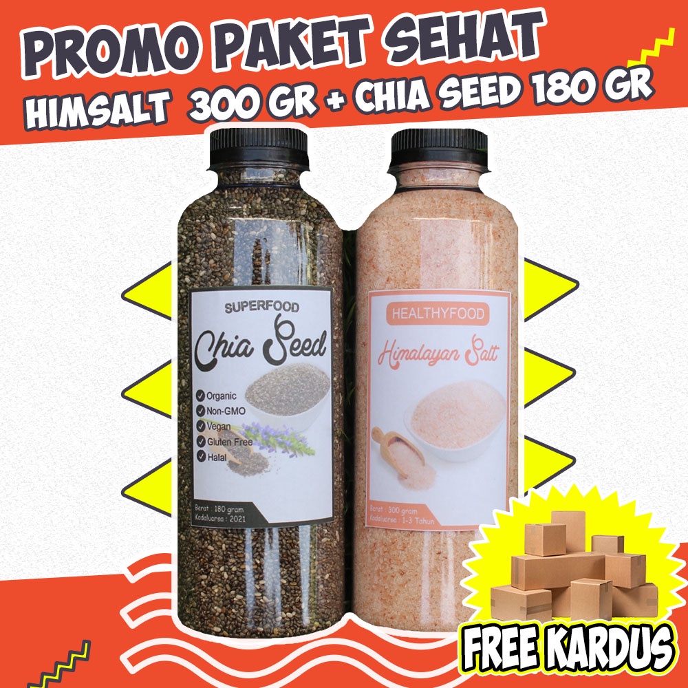 

[COD] PAKET PROMO - ORGANIC CHIA SEED + GARAM HIMALAYA Botol Anti Bocor Termurah