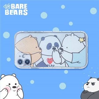 Cute Cartoon Three Naked Bears Transparent Back Soft Cover