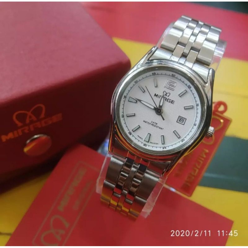 jam tangan wanita;MIRAGE M8608BRP-Lsilver~ORIGINAL WATER RESISTANT~TGL~STAINLESS
