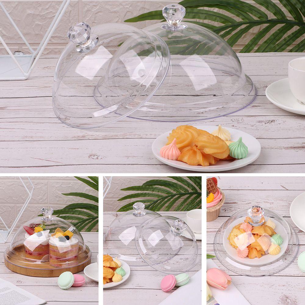 Wonder Food Cover Transparan Tahan Debu Dekorasi Pesta Kreatif Acrylic Round Dish Kue Roti Piring