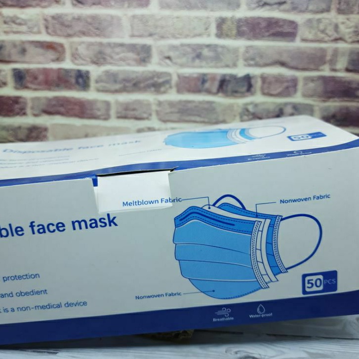 MASKER EARLOOP 3ply Masker Wajah Bedah Face Protective isi 50 pcs (BIRU)