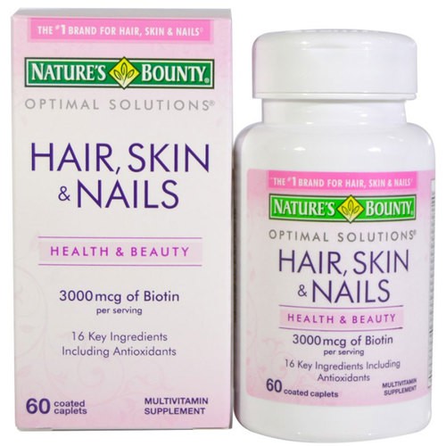 Natures Bounty Hair Skin Nails 3000 Mg 60 Caplets With Biotin Suplemen Kecantikan Shopee Indonesia