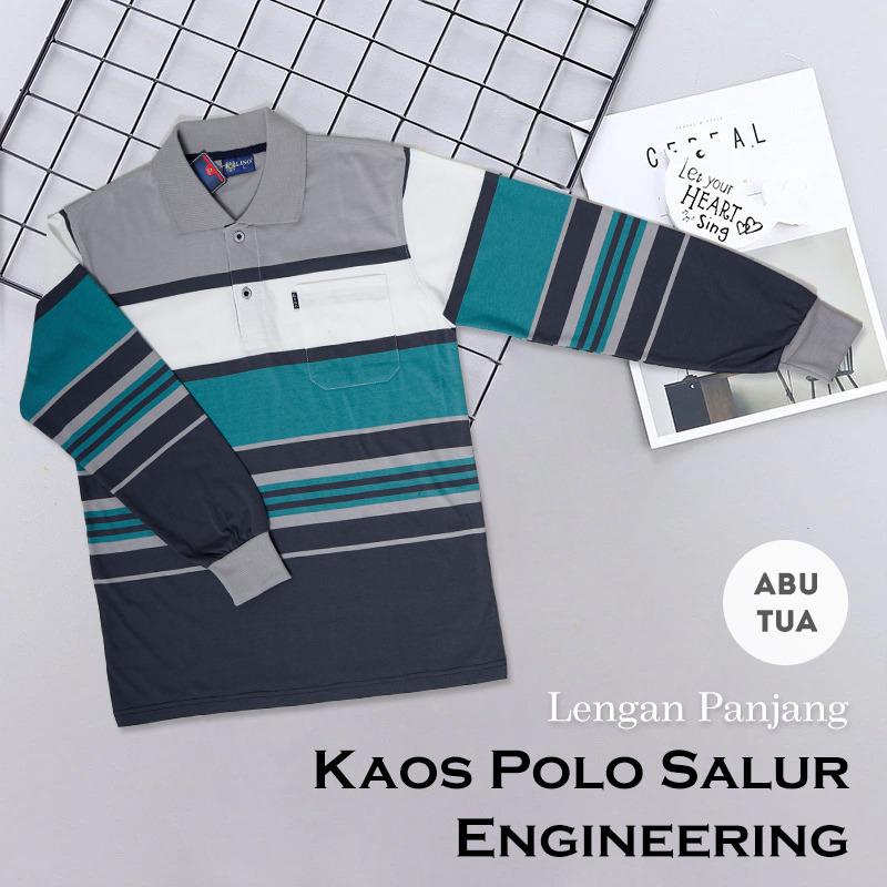 Kaospolos - Kaos kerah motif salur lengan panjang | polo shirt stripe engineering 7880