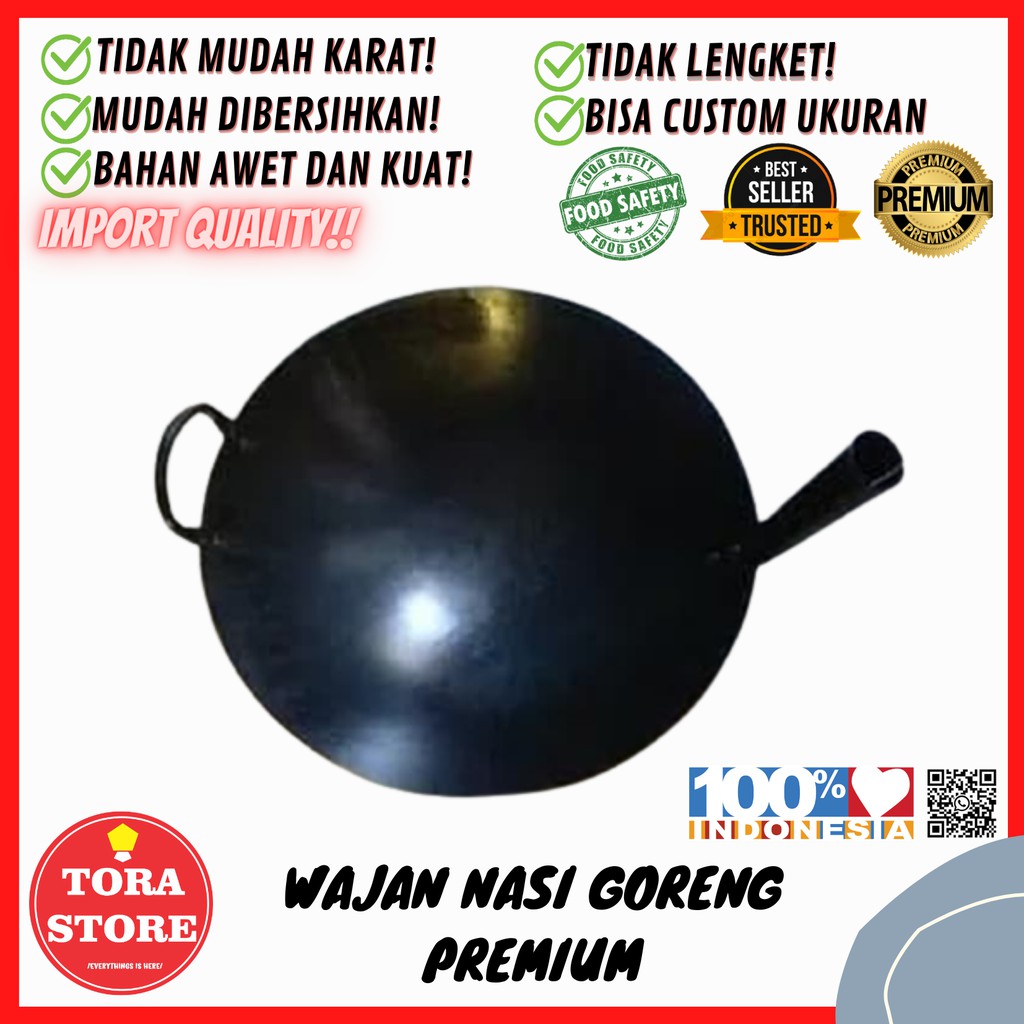 TERMURAH Wajan Penggorengan Plat Besi / Wajan Baja / Wajan Nasi Goreng Import Quality